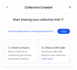 sharing collection link options on Crowded