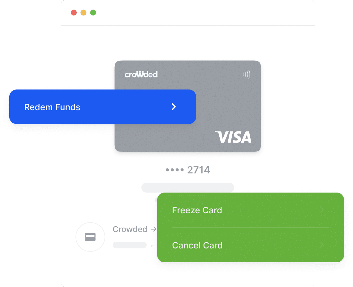 Control contact cards with Crowded Banking