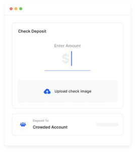 Dashboard view of mobile check deposit on Crowded banking