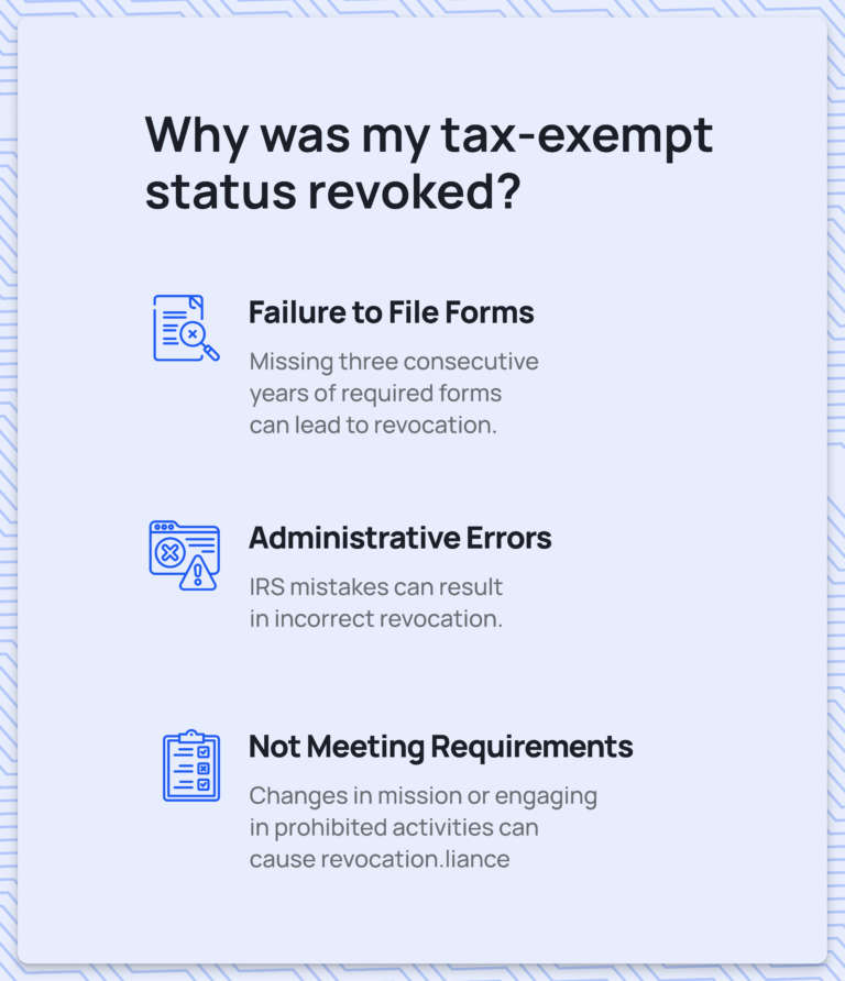 reinstate tax exempt status
